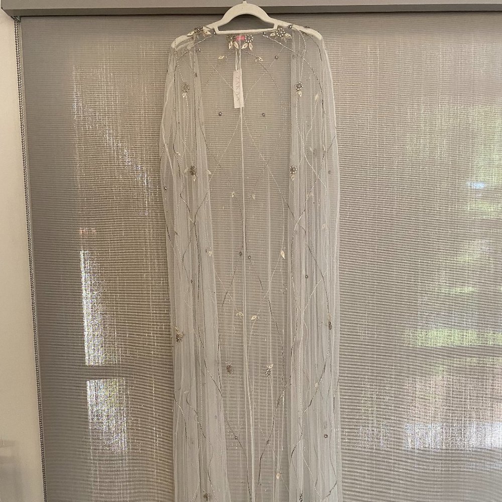 BHDLN Bejeweled Bridal Cape - Worn once! - Picture 2 of 11
